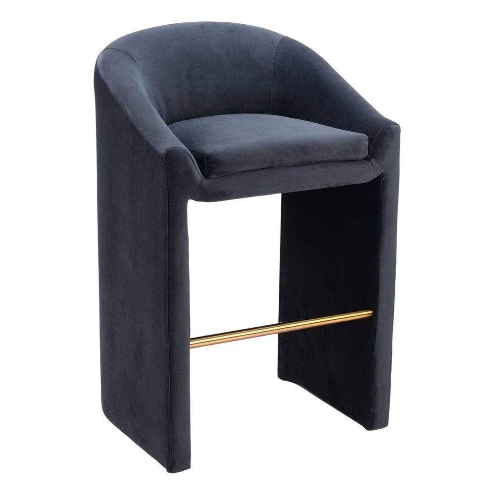 Emas Barstool Zuo 109991 | Velvet Polyester Fabric, Electroplated Steel | Midnight Gray