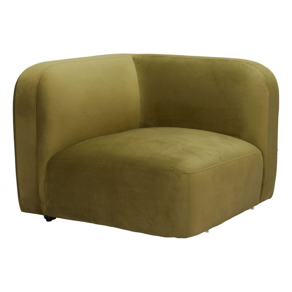 Biak Corner Chair Zuo 109996 | Velvet Polyester Fabric, Poplar, Wood, Painted Birch Wood | Green