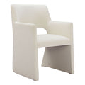 Minet Dining Chair Zuo 109998 | Poly Linen Fabric, Poplar Wood | Linen White