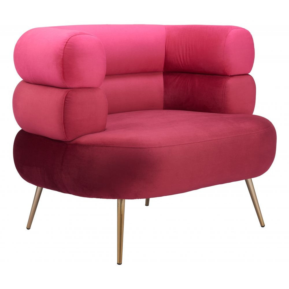 Arish Accent Chair Zuo 109999 | Velvet Polyester Fabric, Poplar, Wood, Electroplated Steel | Red