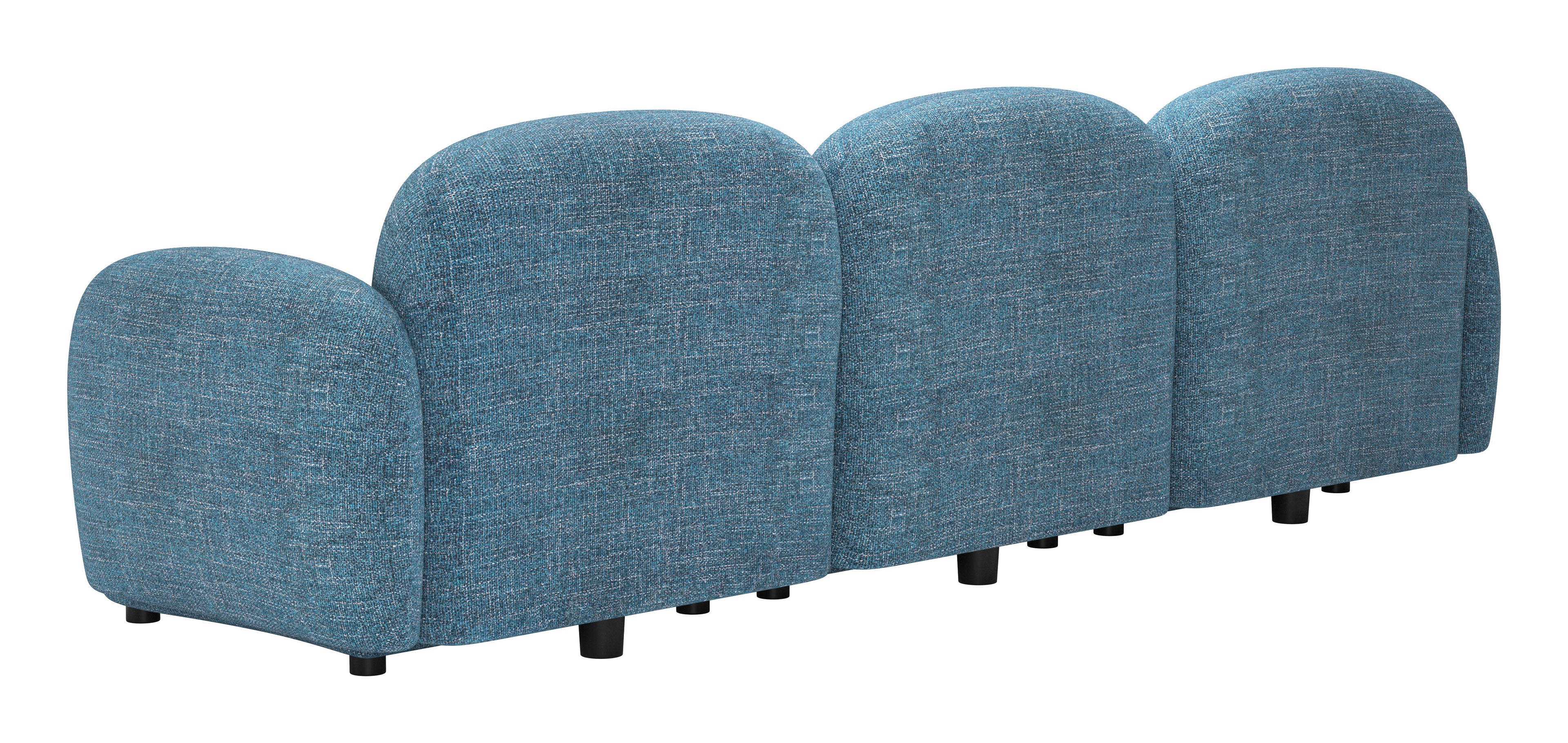 ZUO Cleo Modular Sofa — Blue Textured Fabric, 100.8" Sectional, Black Rubberwood Legs