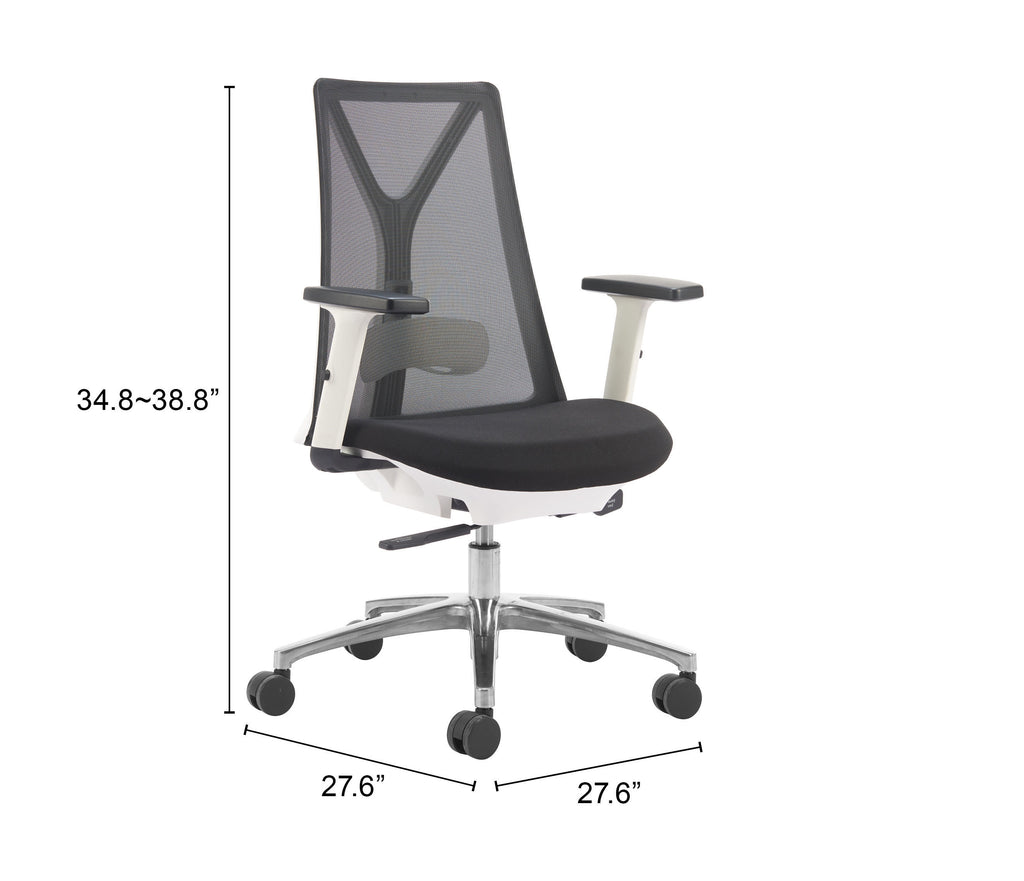 ZUO Hasso Mesh Office Chair — Black, Adjustable Height & Armrests, Chrome Base, 285 lb Capacity