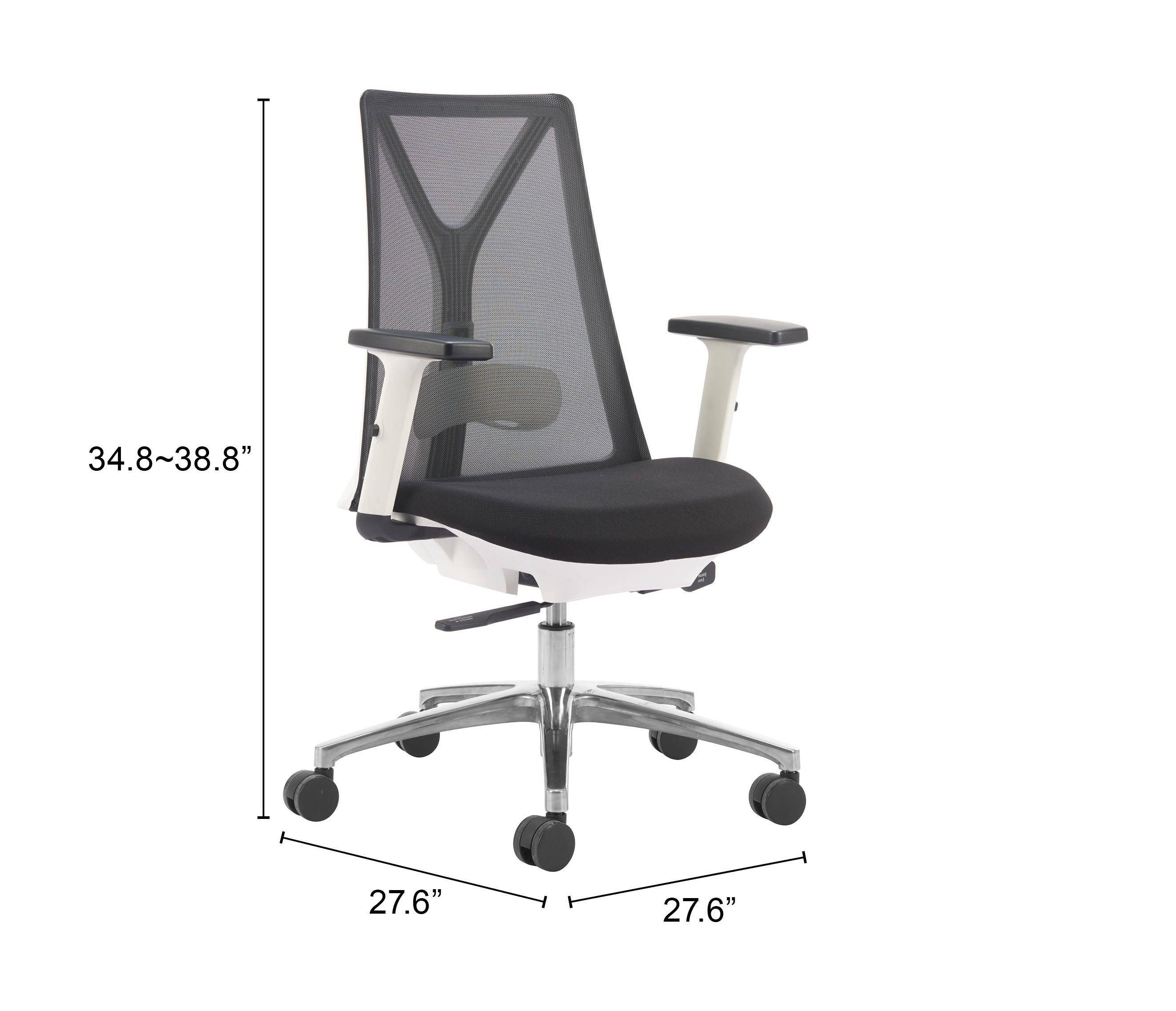 ZUO Hasso Mesh Office Chair — Black, Adjustable Height & Armrests, Chrome Base, 285 lb Capacity