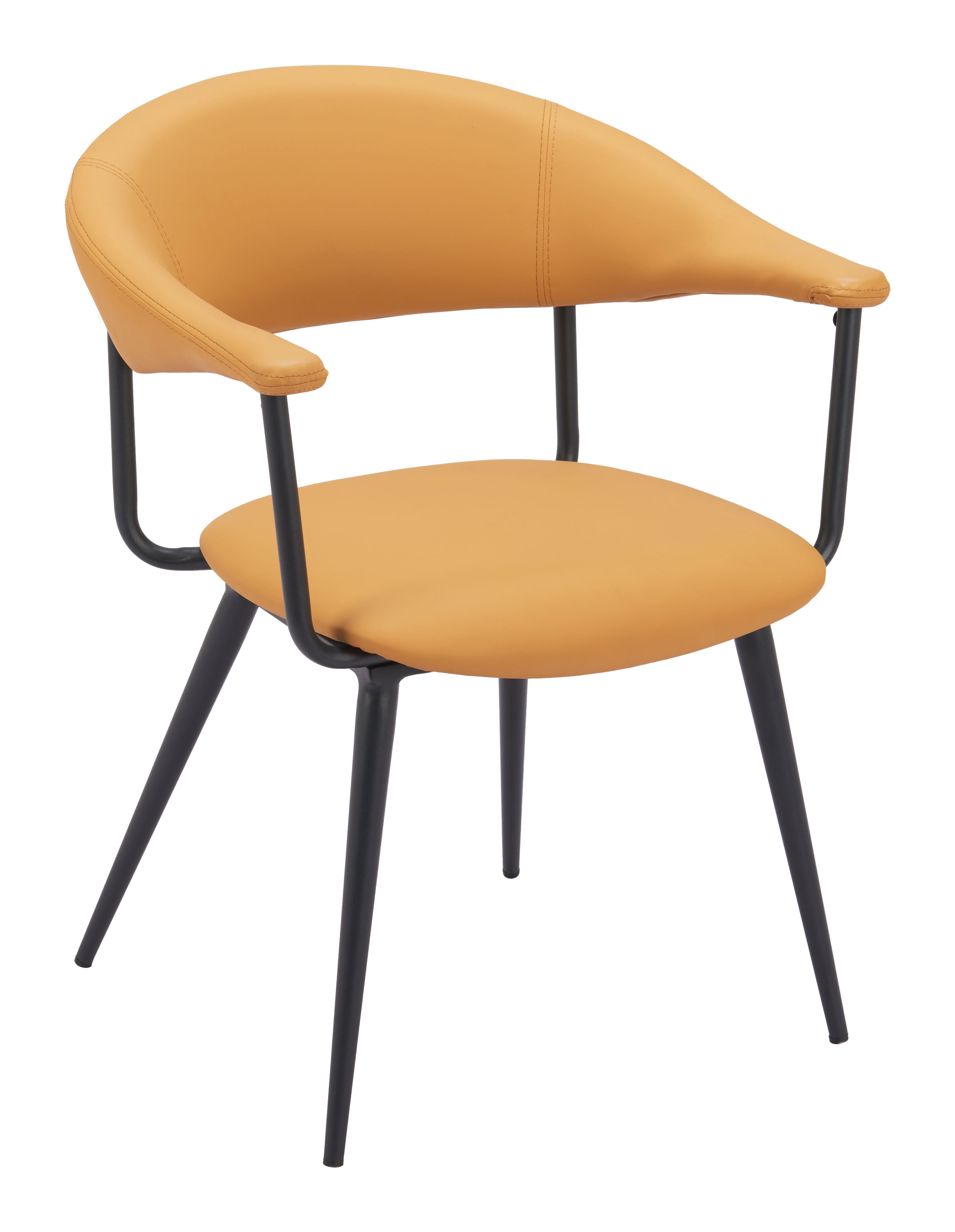 ZUO Sima Dining Chair — Brown Faux Leather, Black Powder Coated Steel Frame, 285 lb Capacity