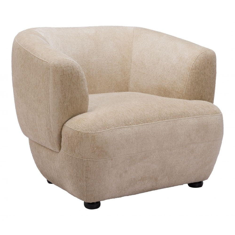 Bekker Accent Chair Zuo 110007 | Textured Polyester Fabric, Painted Birch Wood | Golden Beige