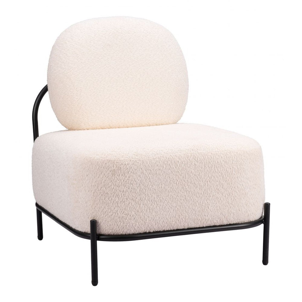 Arendal Accent Chair Zuo 110023 | Textured Polyester Fabric, Powder Coated Steel | Vanilla