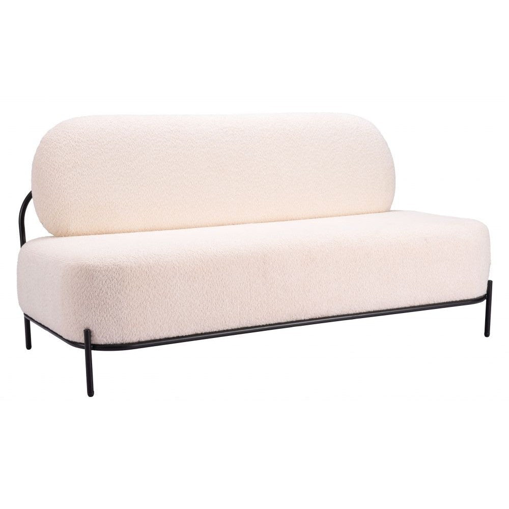 Arendal Sofa Zuo 110024 | Textured Polyester Fabric, Powder Coated Steel | Vanilla