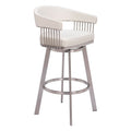 Bantry Swivel Barstool Zuo 110046 | Faux Leather, Brushed Stainless Steel | White