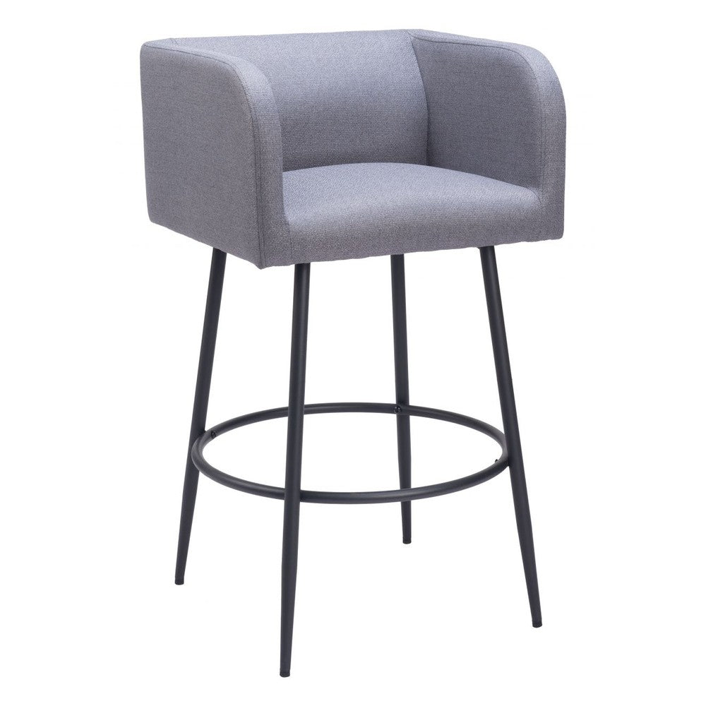 Horbat Barstool Zuo 110066 | Polyester Fabric, Powder Coated Steel | Gray