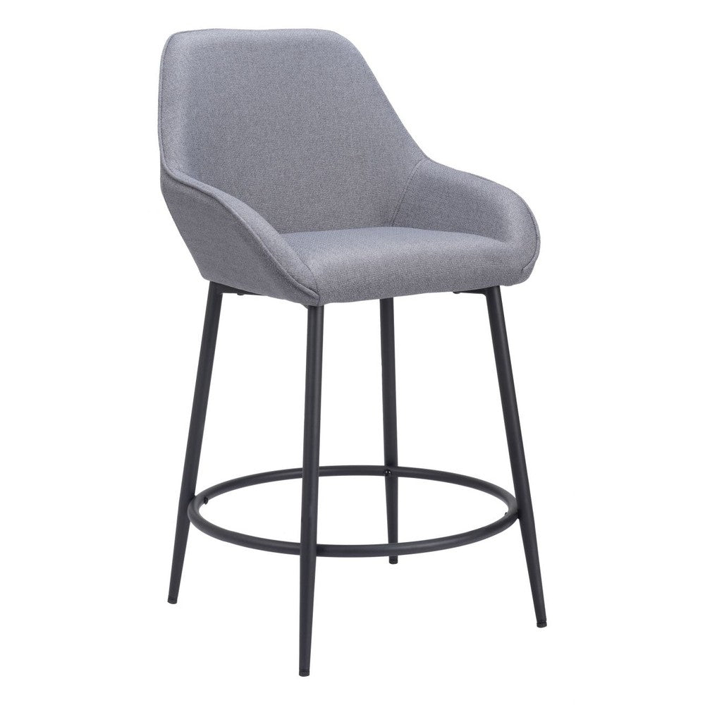 Vila Counter Stool Zuo 110077 | Polyester Fabric, Powder Coated Steel | Gray