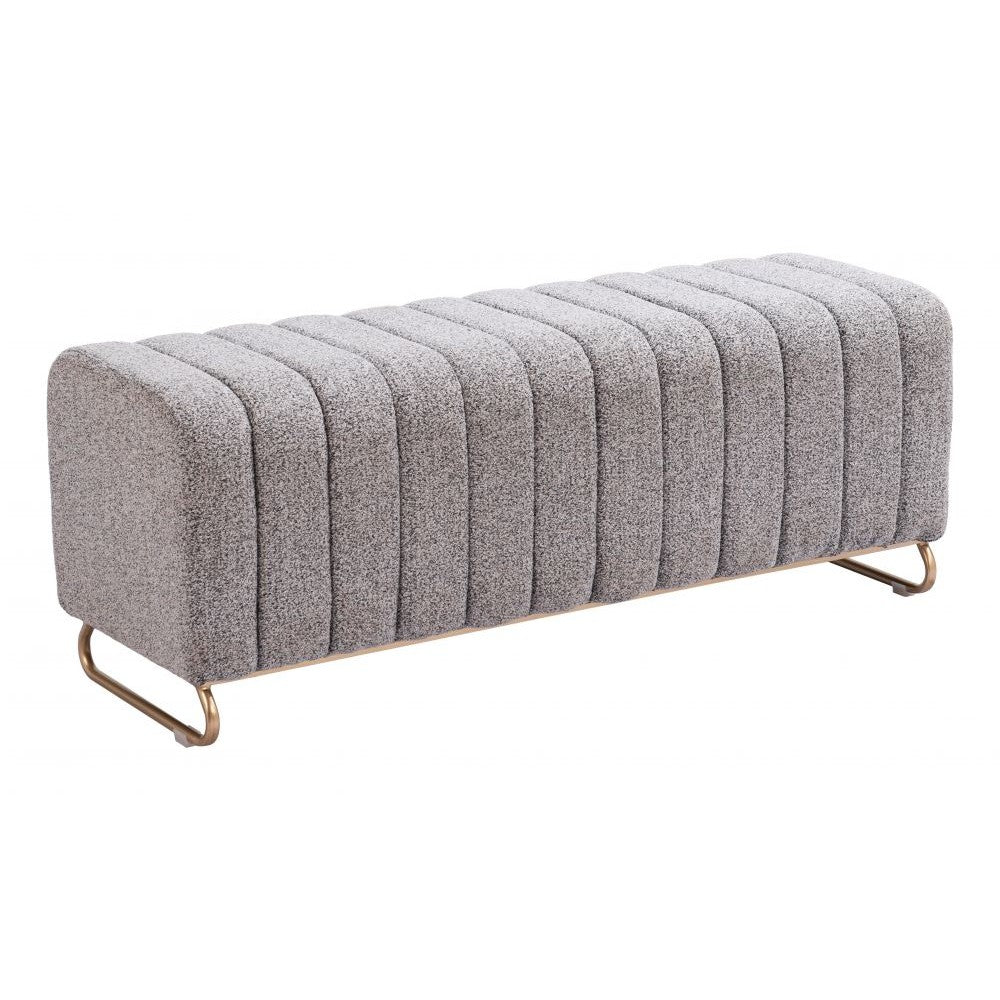 Pender Bench Zuo 110080 | Textured Polyester Fabric, MDF, Electroplated Steel | Stone Gray
