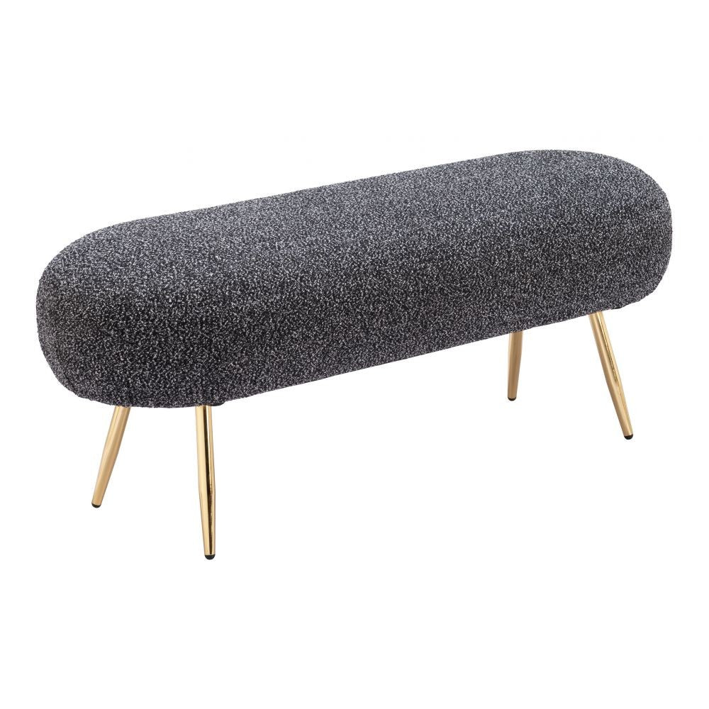 Creek Bench Zuo 110081 | Textured Polyester Fabric, MDF, Electroplated Steel | Glitter Black