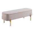 Lebreton Storage Bench Zuo 110082 | Textured Polyester Fabric, MDF, Electroplated Steel | Oatmeal Beige