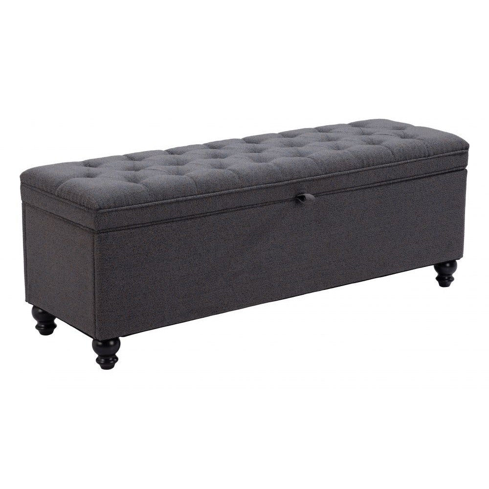 Halifax Storage Bench Zuo 110083 | Textured Polyester Fabric, MDF, Painted Rubberwood | Gravel Gray