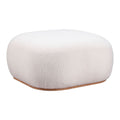Azua Ottoman Zuo 110084 | Sherpa Polyester Fabric, Ash Veneer, MDF, Wood Veneer MDF | Cream