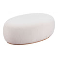 Amber Ottoman Zuo 110085 | Sherpa Polyester Fabric, Ash Veneer, MDF, Wood Veneer MDF | Cream