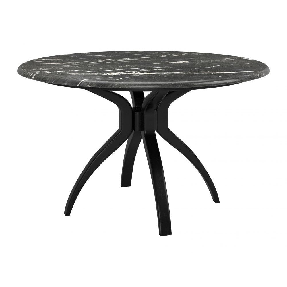 Sumay Dining Table Zuo 110086 | Faux Marble HPL Stone, Steel, Painted Steel | Black