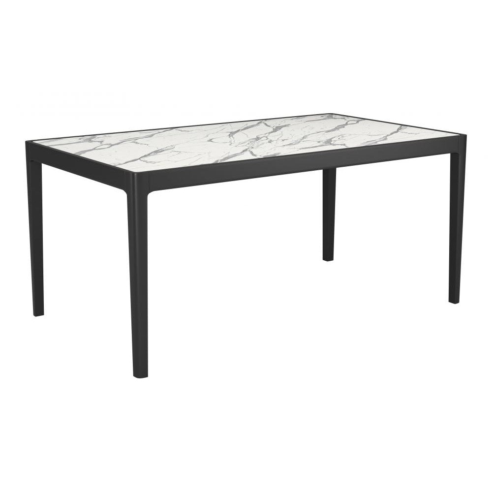 Tokai Dining Table Zuo 110087 | Faux Marble HPL Stone, Painted Rubberwood | White