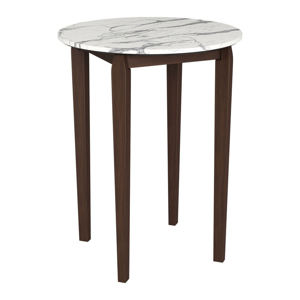 Vernon Bar Table Zuo 110089 | Faux Marble HPL Stone, Painted Rubberwood | White
