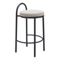 Sisal Counter Stool Zuo 110096 | Chenille Polyester Fabric, Powder Coated Steel | Beige Tweed