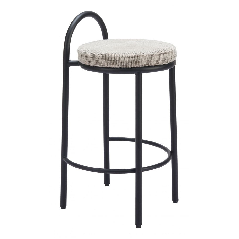 Sisal Counter Stool Zuo 110096 | Chenille Polyester Fabric, Powder Coated Steel | Beige Tweed