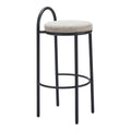 Sisal Barstool Zuo 110097 | Chenille Polyester Fabric, Powder Coated Steel | Beige Tweed