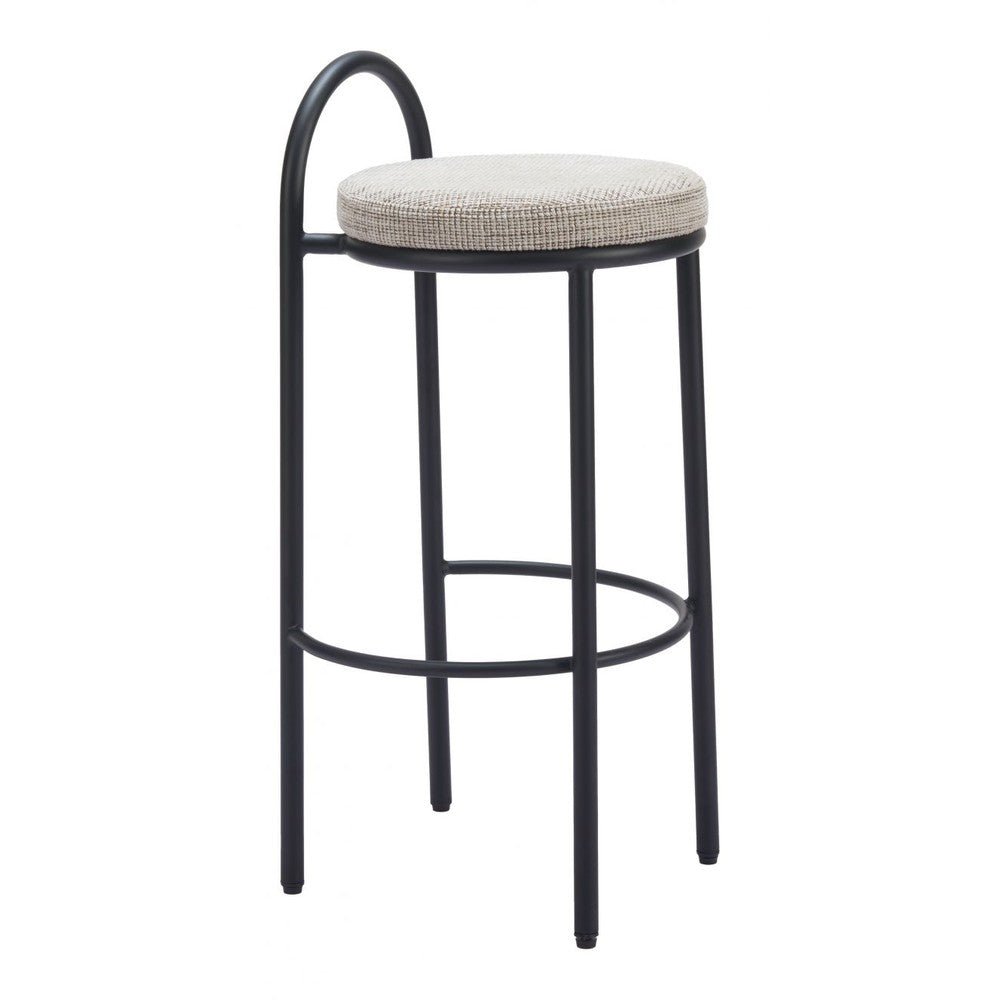Sisal Barstool Zuo 110097 | Chenille Polyester Fabric, Powder Coated Steel | Beige Tweed