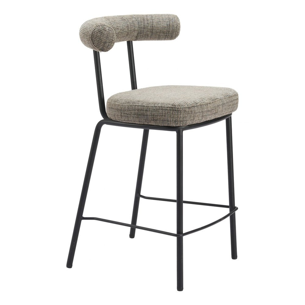 Kede Counter Stool Zuo 110099 | Chenille Polyester Fabric, Powder Coated Steel | Green Tweed