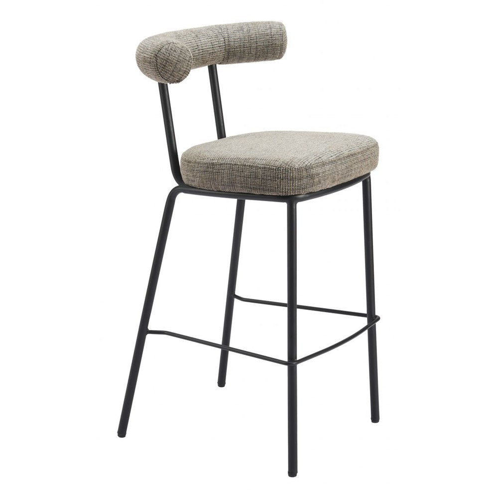 Kede Barstool Zuo 110100 | Chenille Polyester Fabric, Powder Coated Steel | Green Tweed