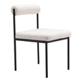 Livorno Dining Chair Zuo 110104 | Shearling Style Polyester Fabric, Powder Coated Steel | Ivory