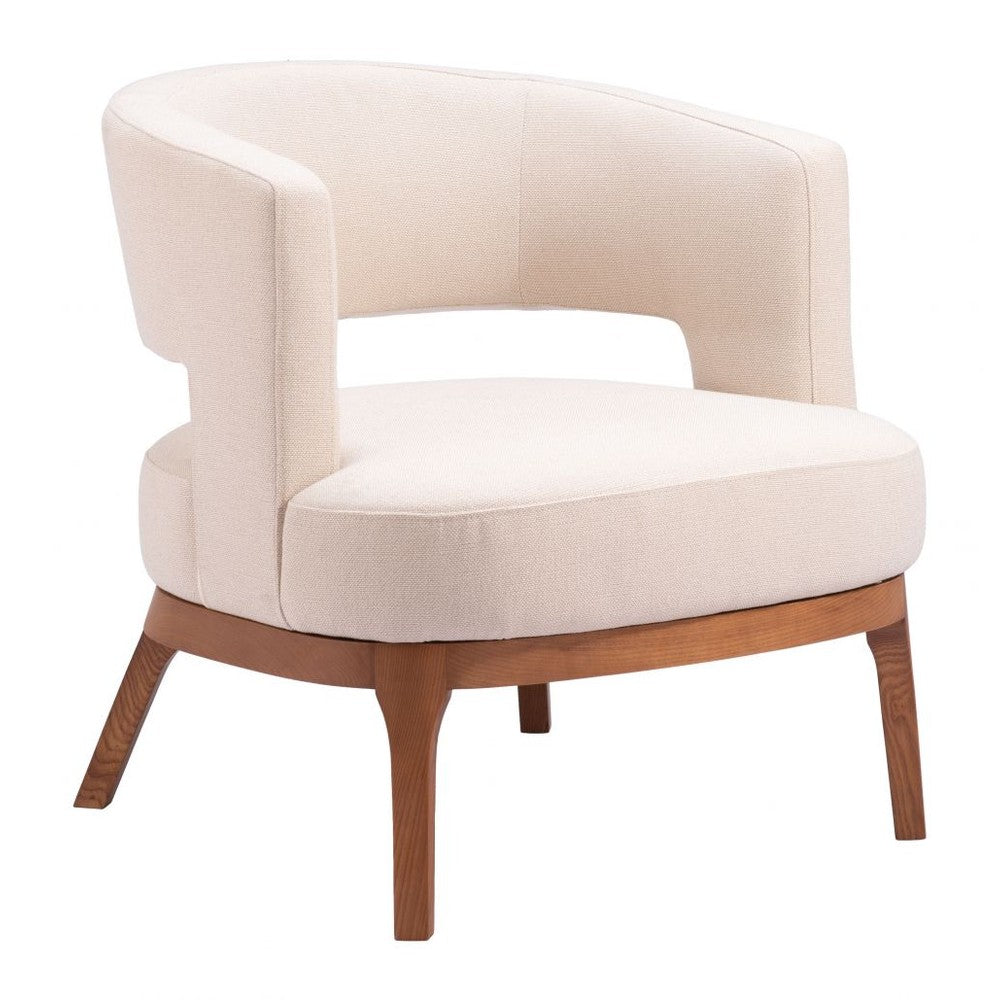 Penryn Accent Chair Zuo 110113 | Polyester Fabric, Solid Ash Wood | Beige