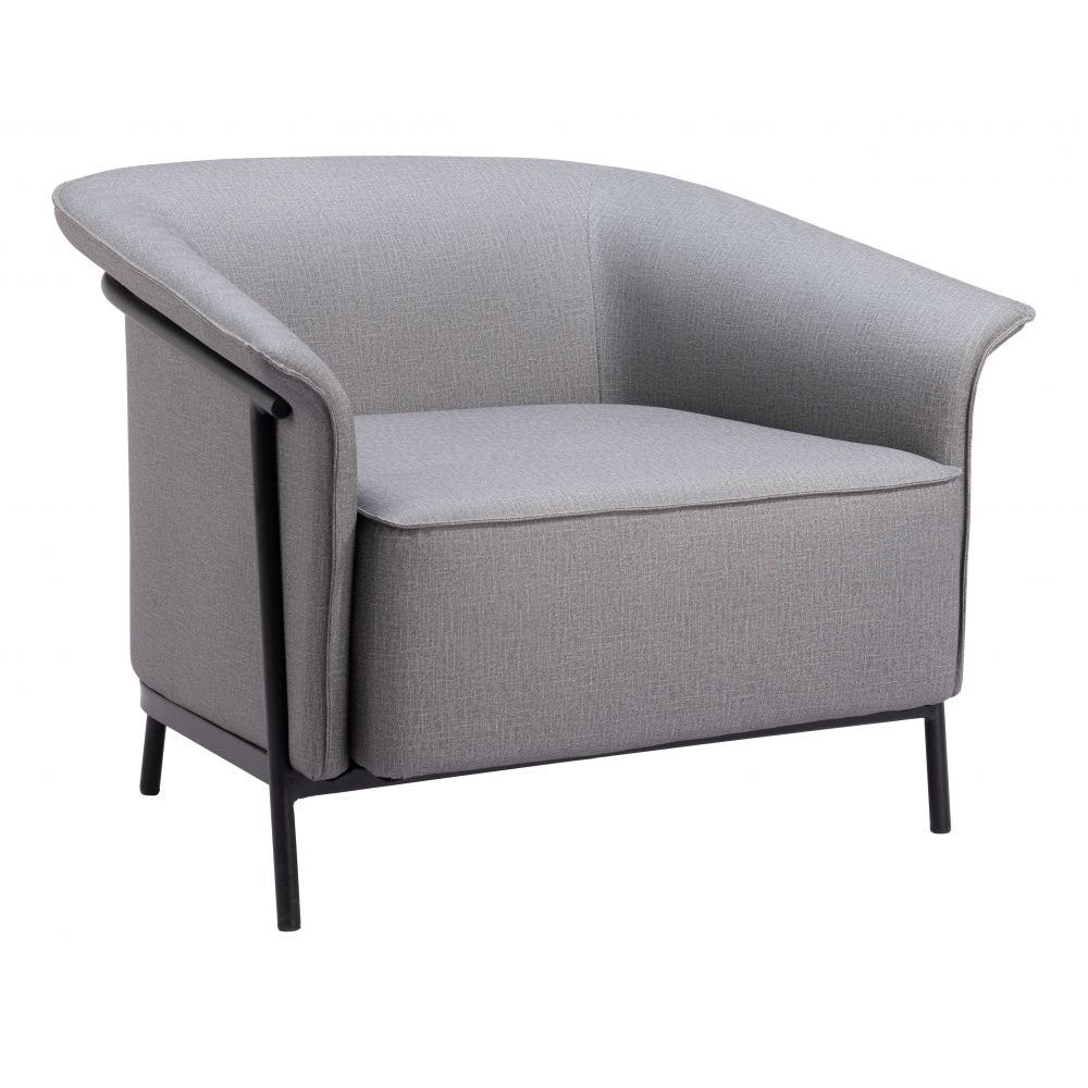 Burry Accent Chair Zuo 110116 | Poly Linen Fabric, Painted Steel | Sla teGray
