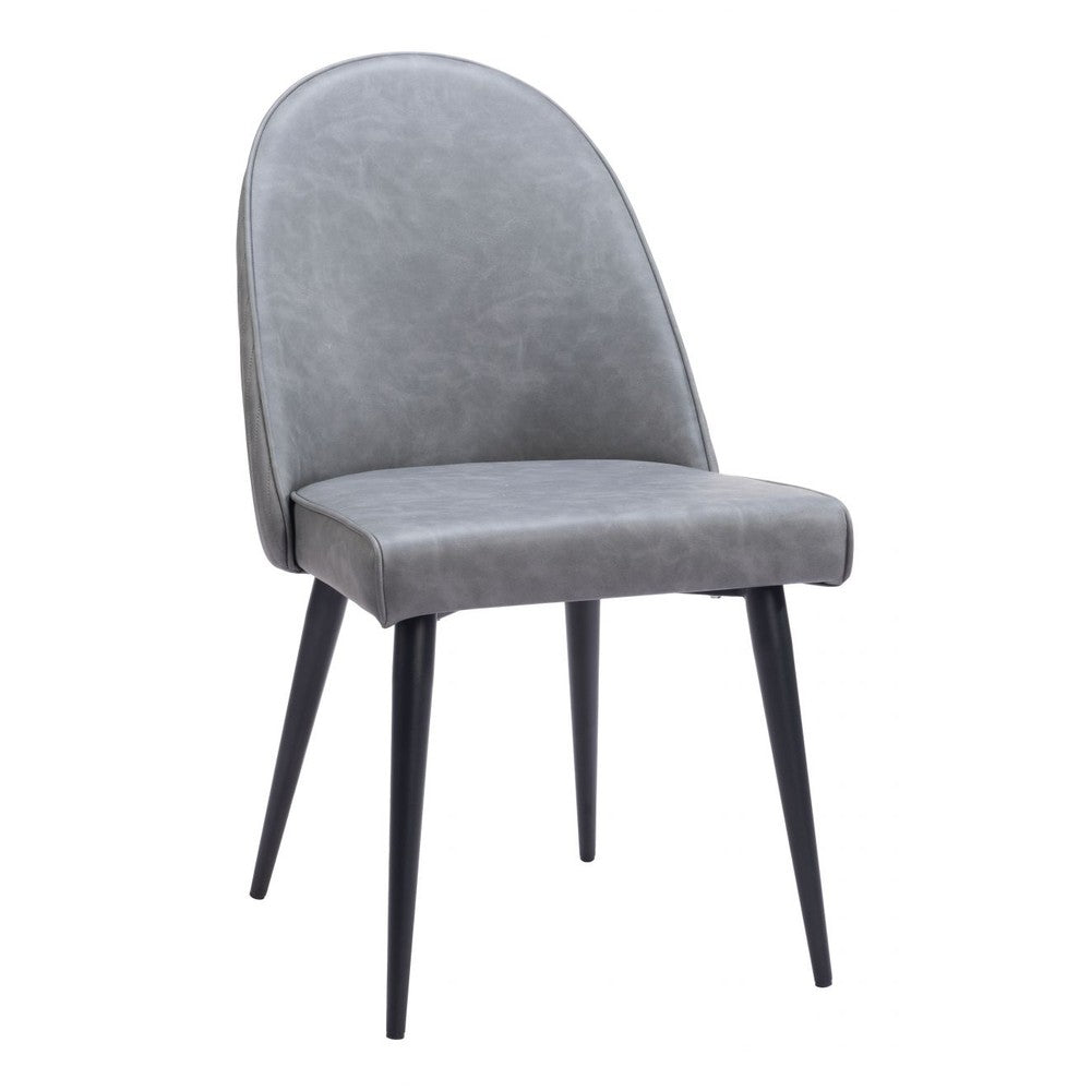 Silloth Armless Dining Chair Zuo 110118 | Faux Leather, Painted Steel | Gray