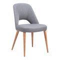Leith Dining Chair Zuo 110122 | Polyester Fabric, Steel, Solid Ash Wood | Gray