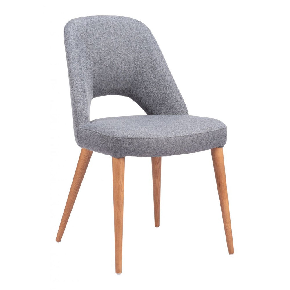 Leith Dining Chair Zuo 110122 | Polyester Fabric, Steel, Solid Ash Wood | Gray