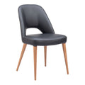 Leith Dining Chair Zuo 110123 | Faux Leather, Steel, Solid Ash Wood | Black