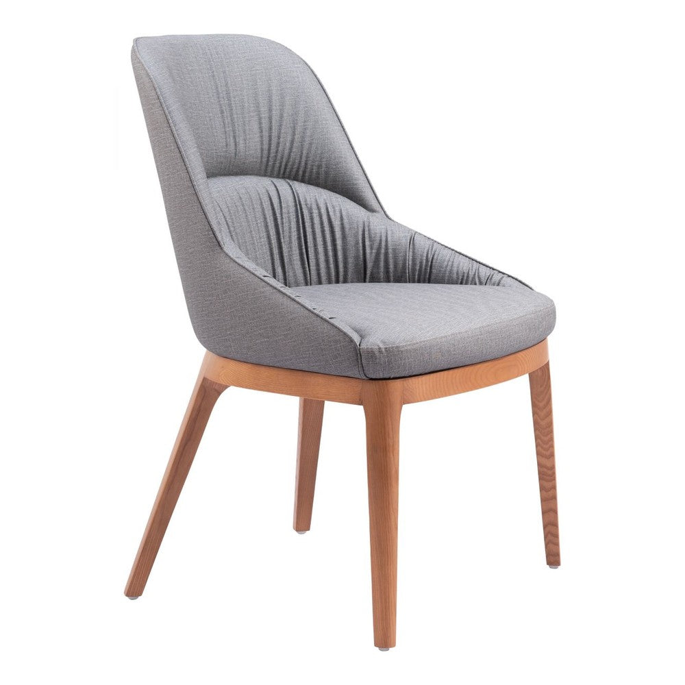 Ayr Dining Chair Zuo 110126 | Poly Linen Fabric, Steel, Solid Ash Wood | Slate Gray