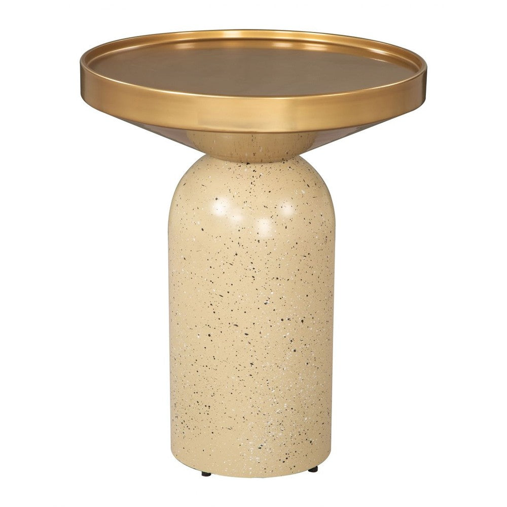 Cendre Side Table Zuo 110145 | Electroplated Iron, Faux Terrazzo Iron | Gold & Beige
