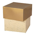 Cinza Side Table Zuo 110146 | Electroplated Iron, Faux Terrazzo Iron | Gold & Beige