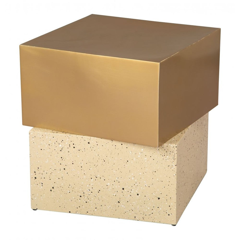 Cinza Side Table Zuo 110146 | Electroplated Iron, Faux Terrazzo Iron | Gold & Beige