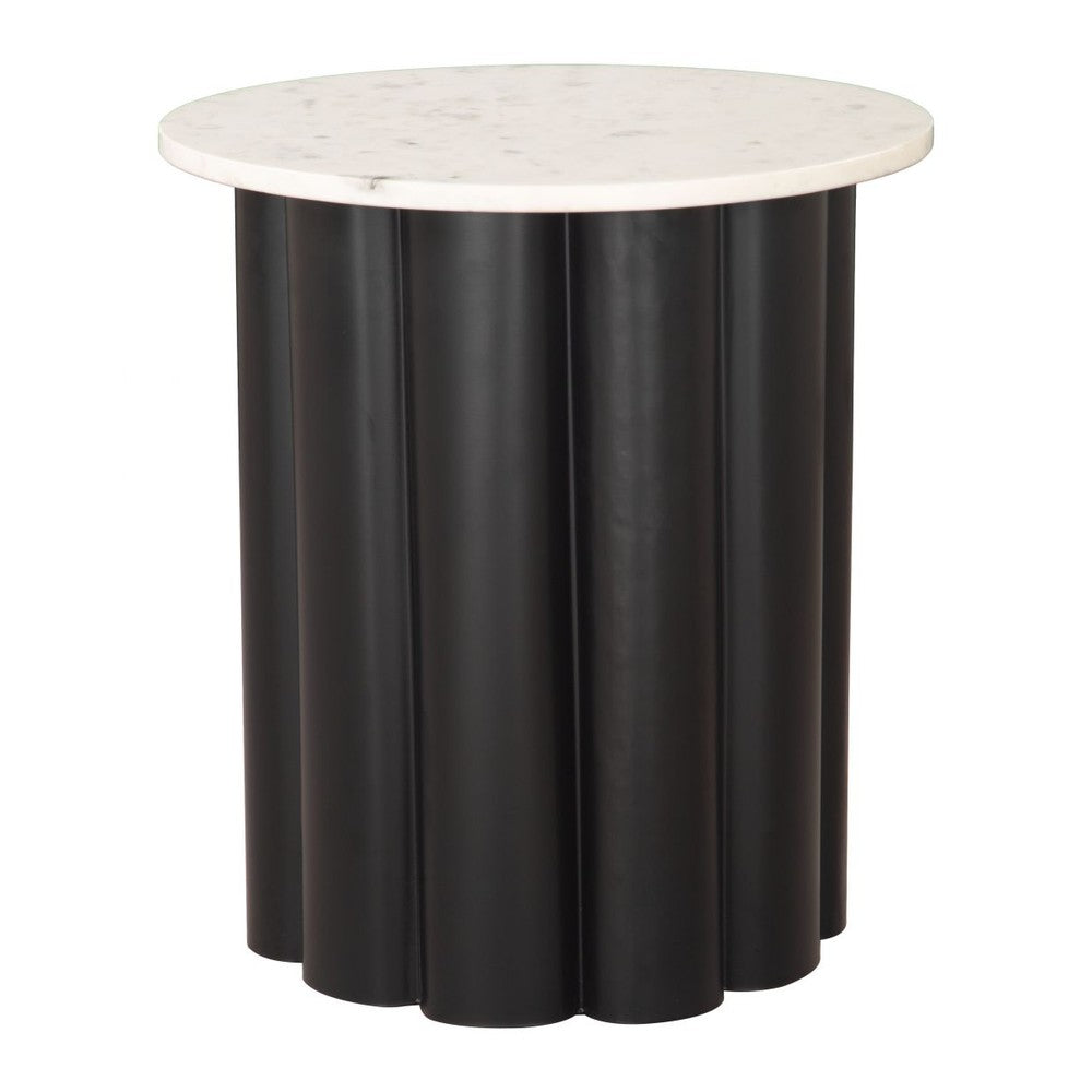 Slika Side Table Zuo 110149 | Natural Marble, MDF, Powder Coated Iron | White & Black