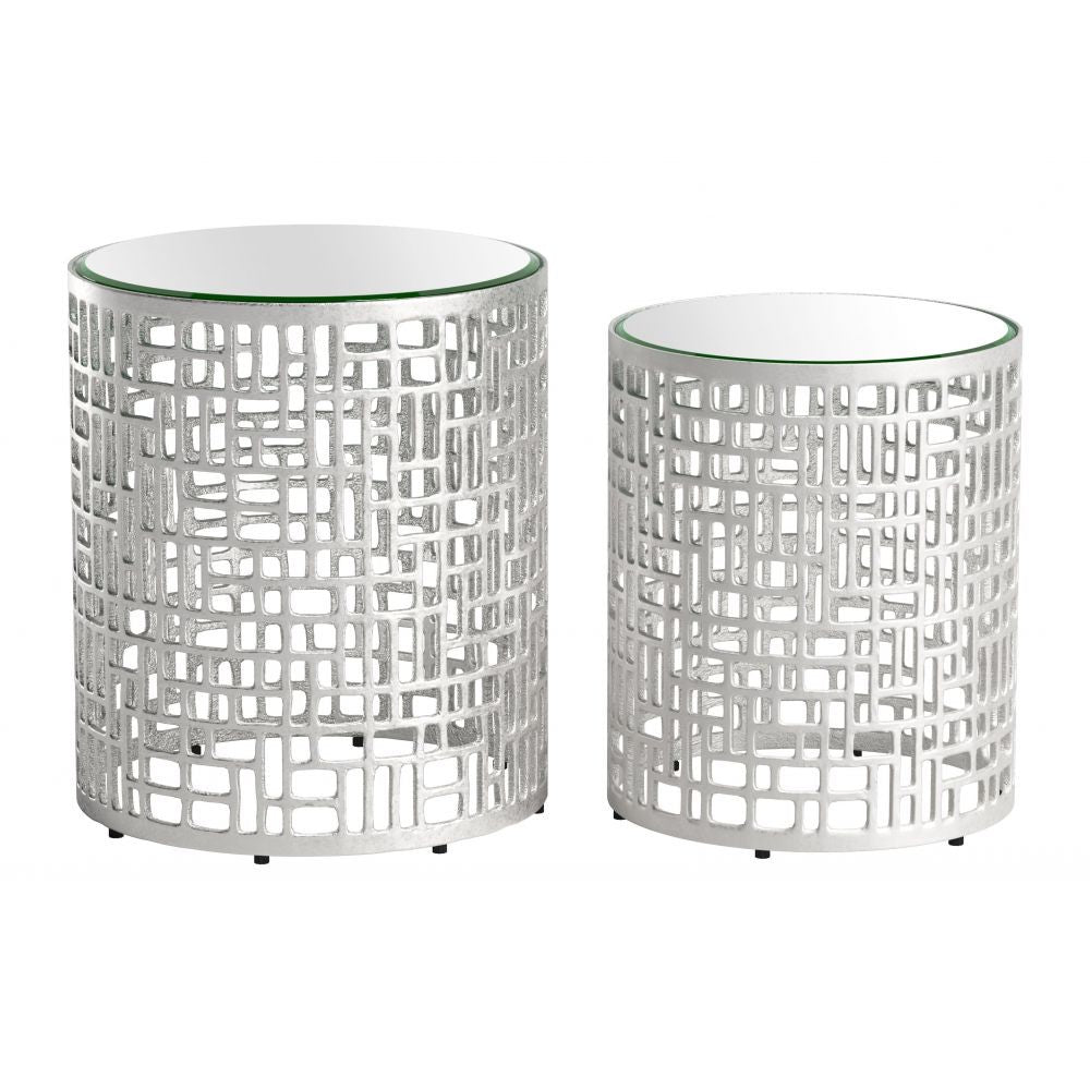 Reden Side Table Set Zuo 110153 | Mirror Glass, Painted Aluminum | Silver