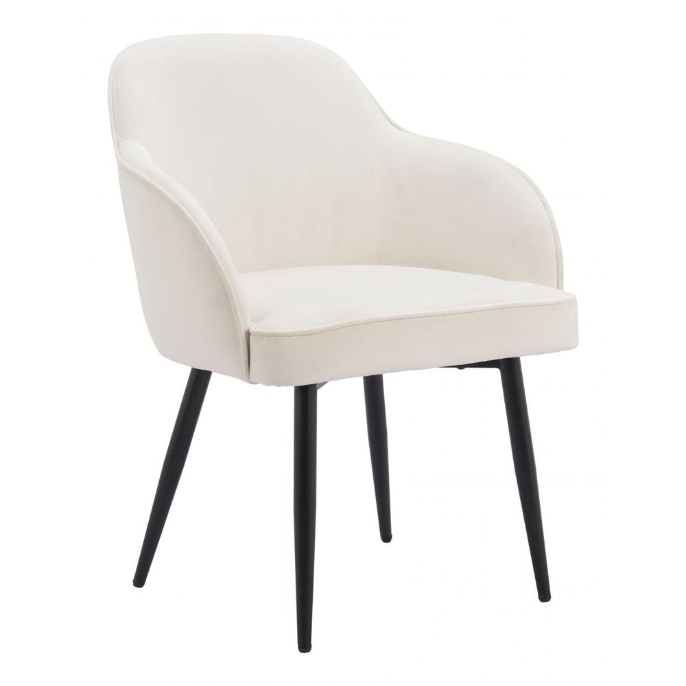 Jolie Dining Chair Zuo 110157 | Velvet Polyester Fabric, Powder Coated Steel | Ivory