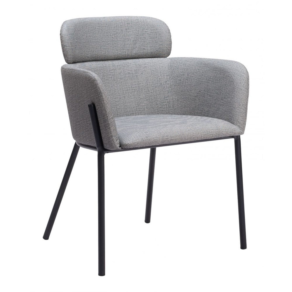 Bremor Dining Chair Zuo 110171 | Poly Linen Fabric, Powder Coated Steel | Slate Gray
