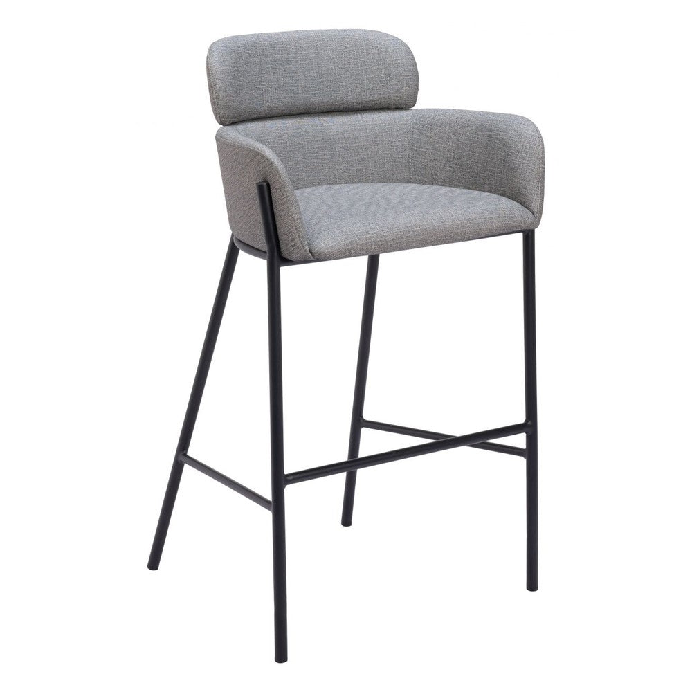 Bremor Barstool Zuo 110173 | Poly Linen Fabric, Powder Coated Steel | Slate Gray