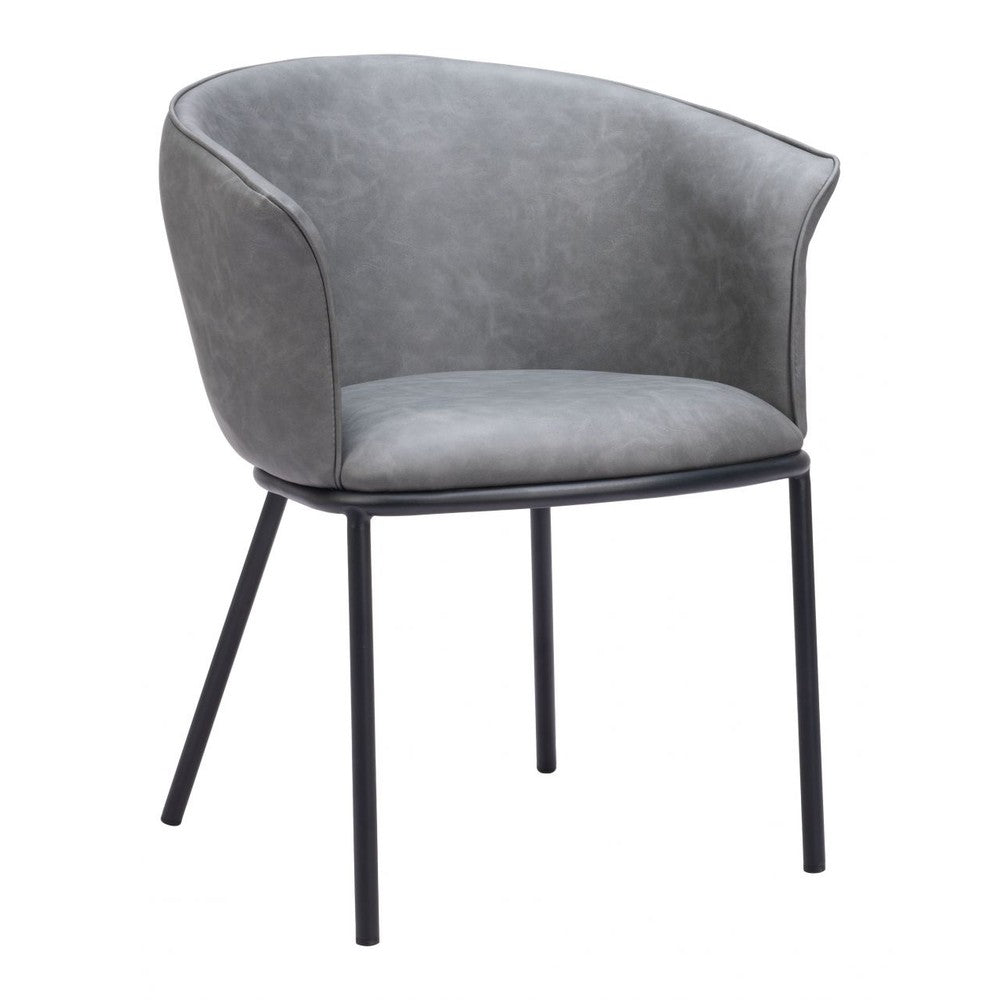 Garston Dining Chair Zuo 110175 | Faux Leather, Powder Coated Steel | Gray