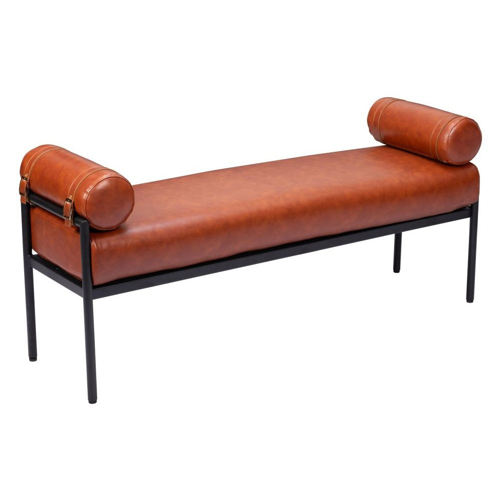 Barrow Bench Zuo 110179 | Faux Leather, Powder Coated Steel | Brown