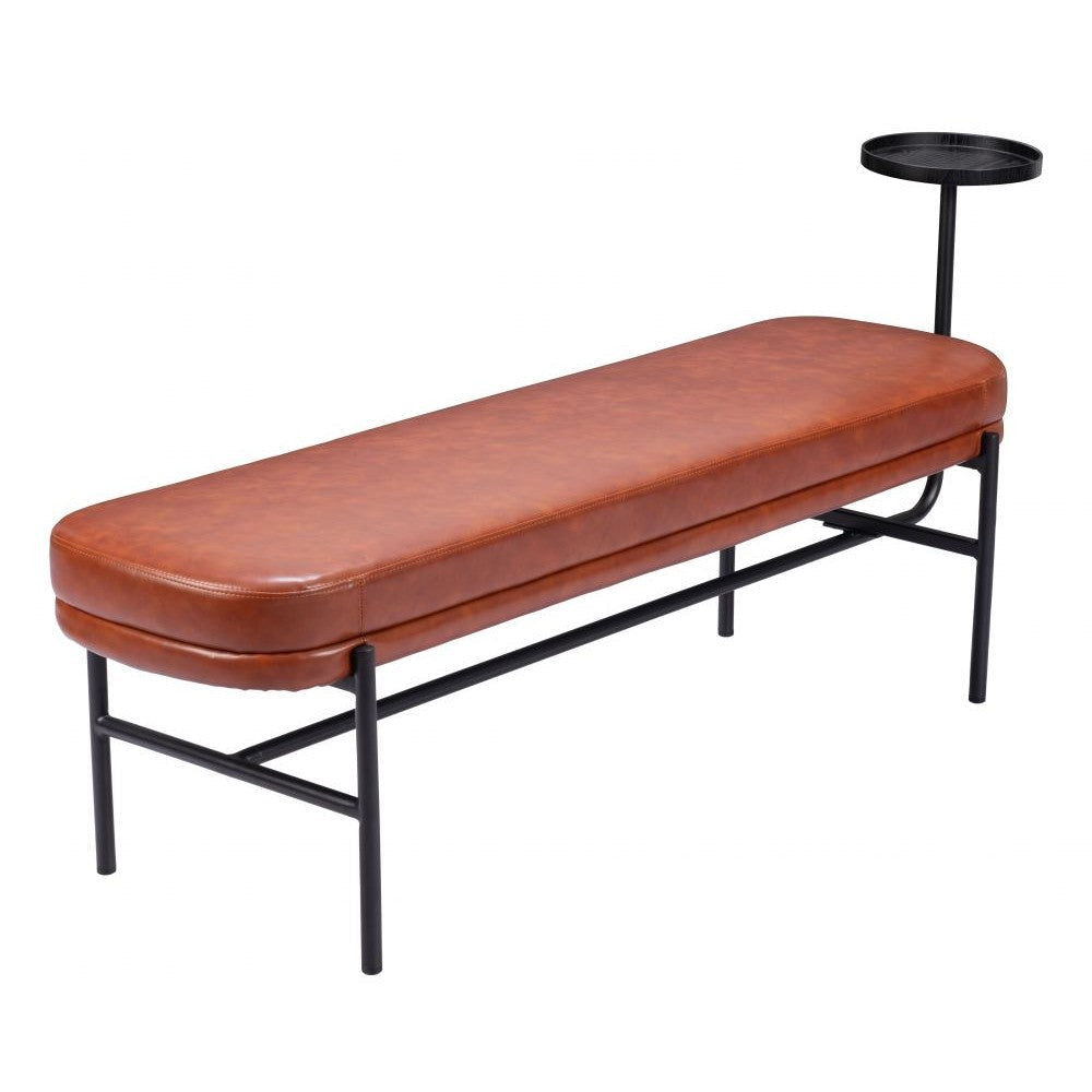 Ploce Bench Zuo 110180 | Faux Leather, Powder Coated Steel | Brown