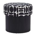 Boto Storage Ottoman Zuo 110181 | Textured Polyester Fabric, MDF, Painted Pine Wood | Black & White