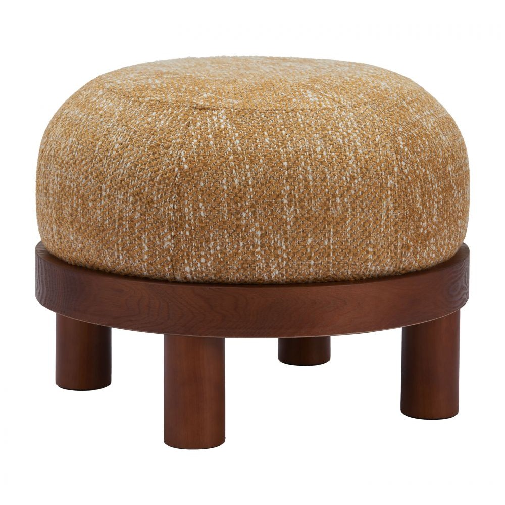 Gome Ottoman Zuo 110184 | Textured Polyester Fabric, MDF, Painted Rubberwood | Oat Yellow